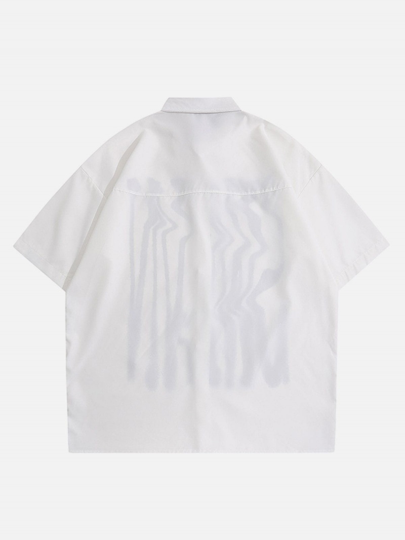 Chemise à Manches Courtes Aelfric Eden Doodle Line Blanche | CXF-17509853